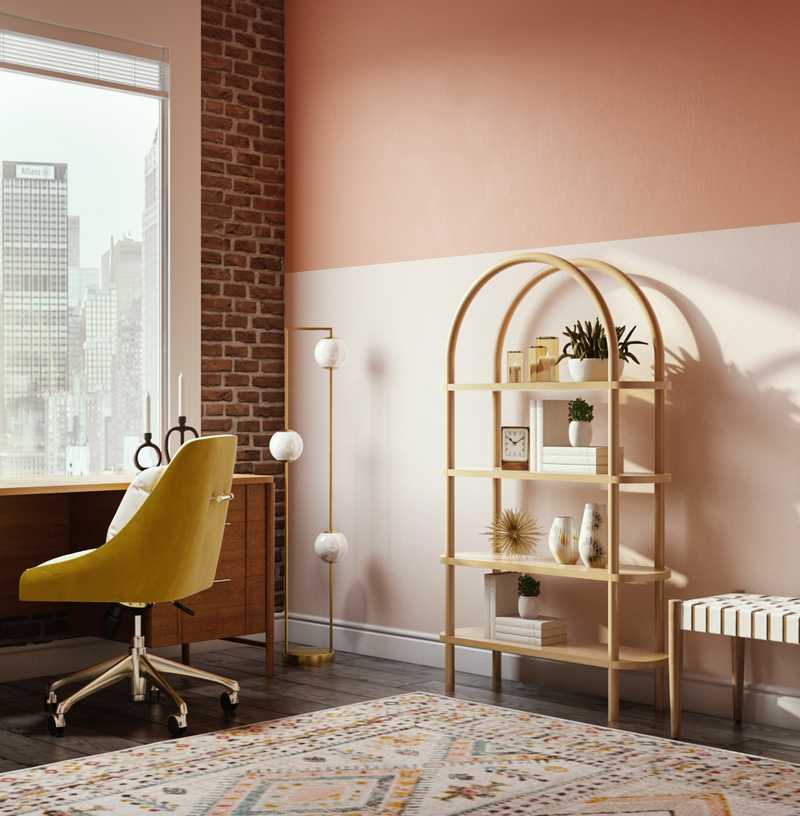 Eclectic, Bohemian, Glam, Southwest Inspired, Midcentury Modern Office Design by Havenly Interior Designer Anna