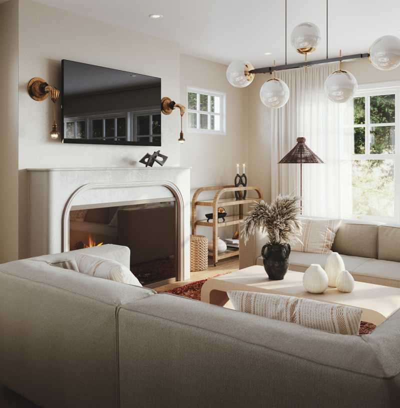 Eclectic, Bohemian, Coastal, Farmhouse, Rustic Living Room Design by Havenly Interior Designer Kennedy