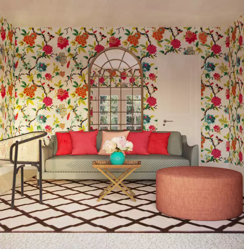 Bohemian, Glam, Preppy Office Design by Havenly Interior Designer Sarah
