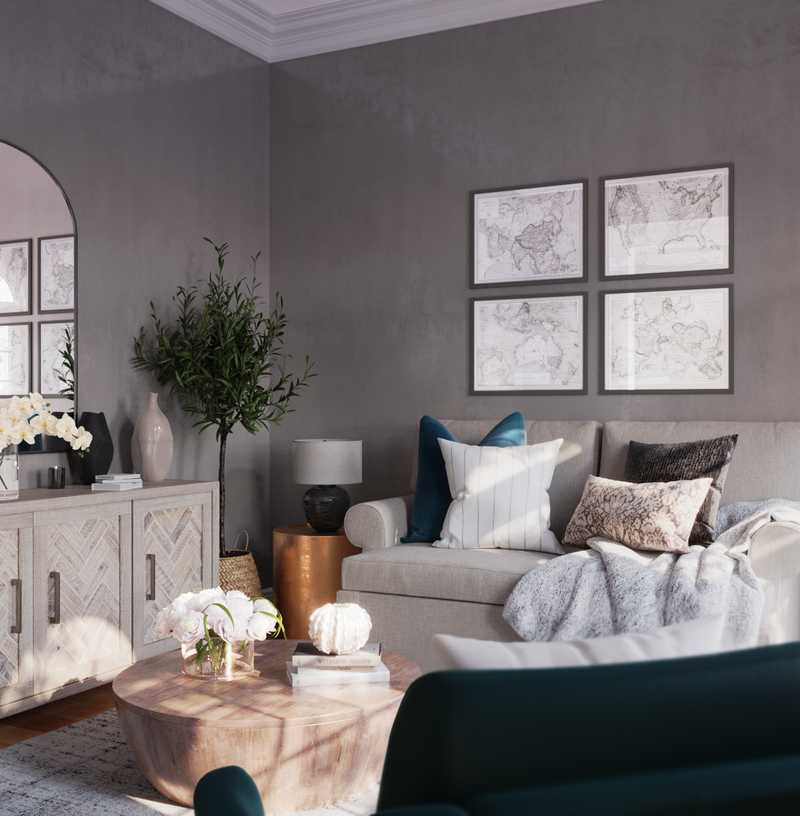 Modern, Classic, Glam, Transitional Living Room Design by Havenly Interior Designer Christine