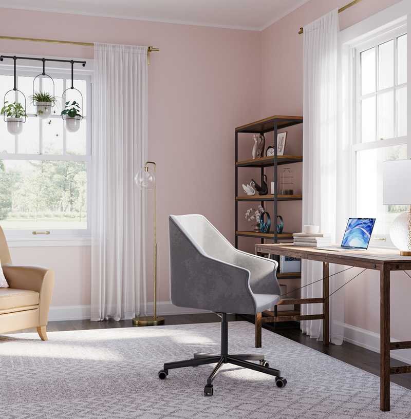 Bohemian, Midcentury Modern Office Design by Havenly Interior Designer Erin