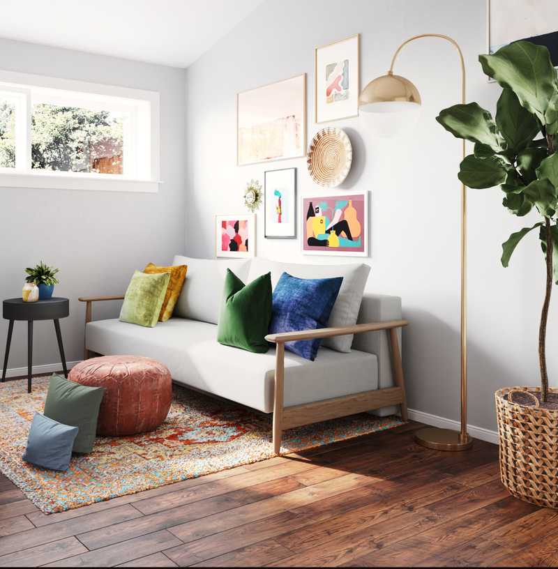 Bohemian, Glam, Midcentury Modern Playroom Design by Havenly Interior Designer Sara