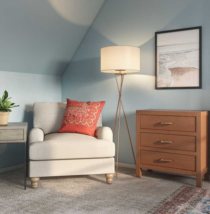 Bohemian, Coastal, Midcentury Modern Bedroom Design by Havenly Interior Designer Tianna