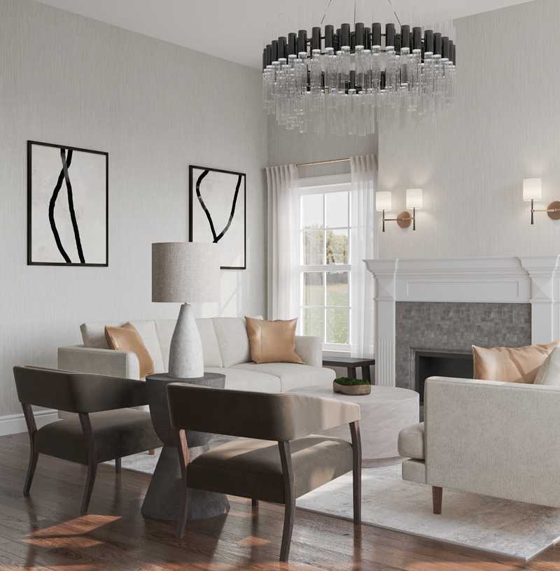 Modern, Classic, Industrial, Rustic, Transitional, Library, Midcentury Modern, Minimal, Classic Contemporary, Preppy, Scandinavian Living Room Design by Havenly Interior Designer Julia