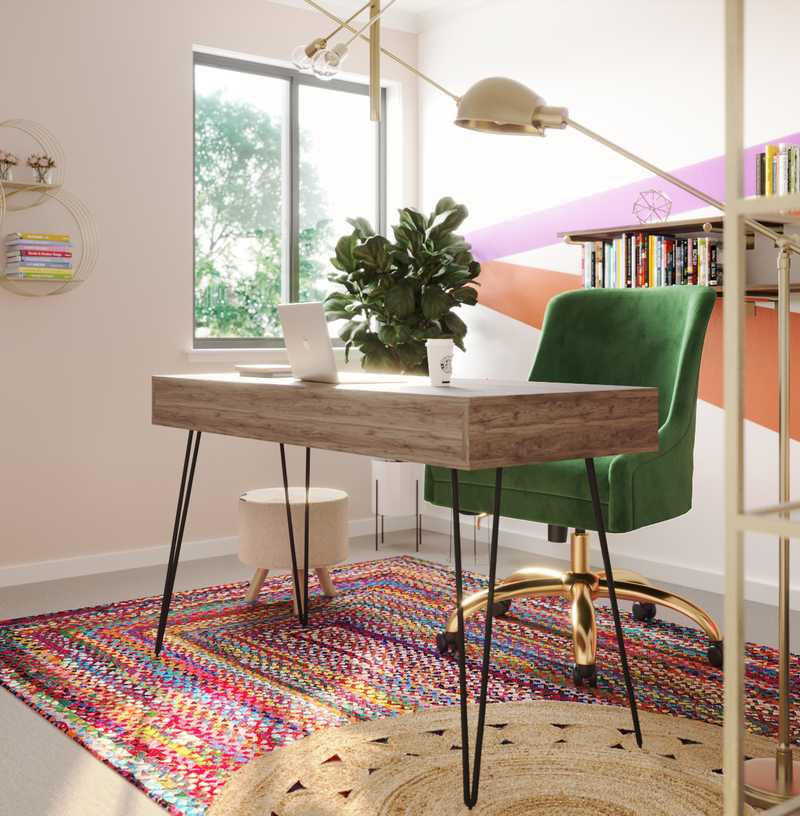 Eclectic, Bohemian, Midcentury Modern Office Design by Havenly Interior Designer Liliana
