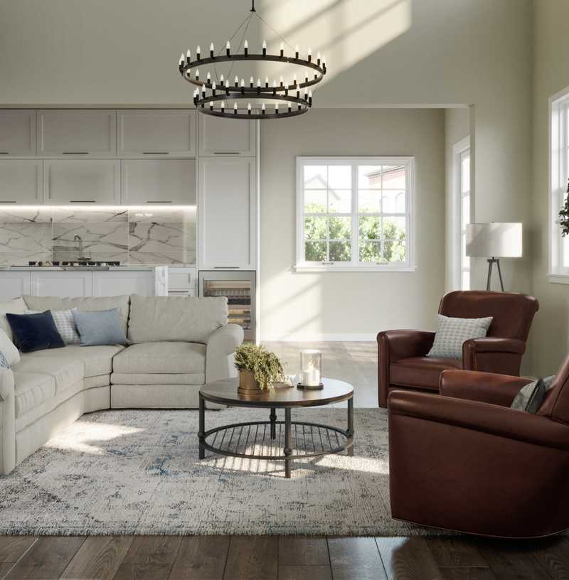 Contemporary, Coastal, Farmhouse, Rustic Living Room Design by Havenly Interior Designer Romina