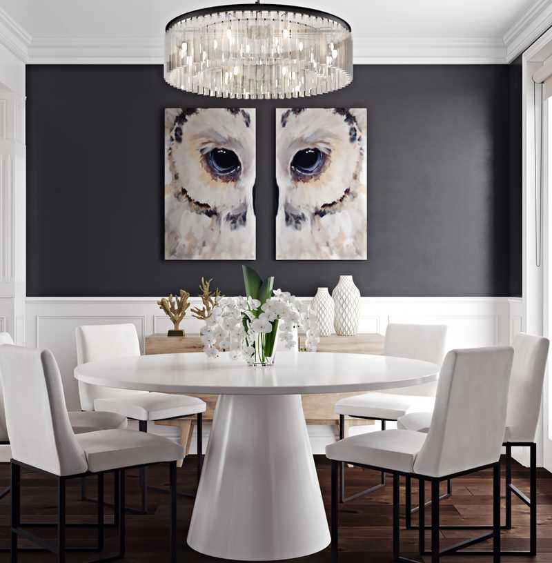 Glam, Transitional Dining Room Design by Havenly Interior Designer Samantha