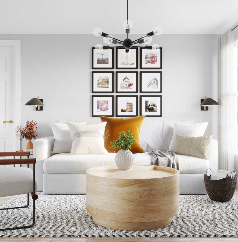 Contemporary, Bohemian, Coastal, Scandinavian Living Room Design by Havenly Interior Designer Romina
