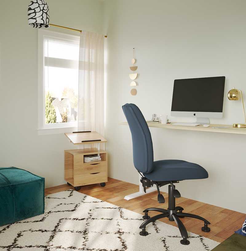 Bohemian, Midcentury Modern Office Design by Havenly Interior Designer Tara