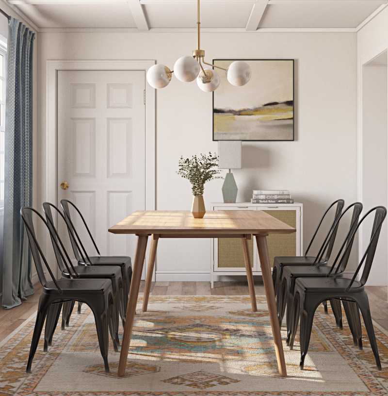 Bohemian, Midcentury Modern Dining Room Design by Havenly Interior Designer Lindsey