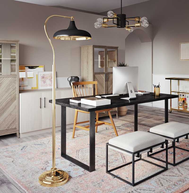 Farmhouse, Midcentury Modern, Minimal Office Design by Havenly Interior Designer Jennifer