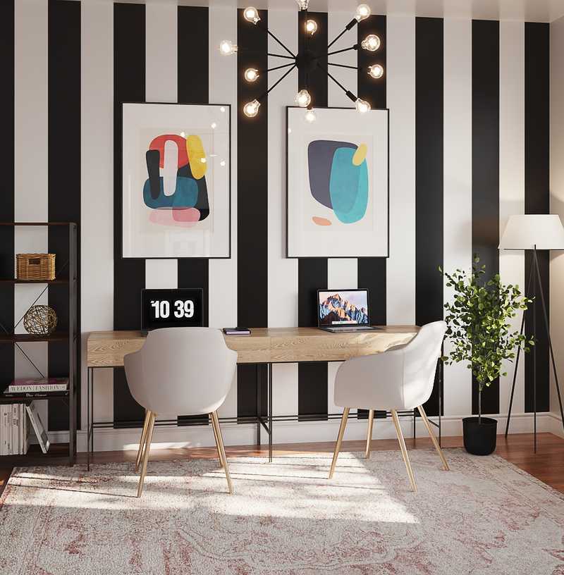 Bohemian, Midcentury Modern Office Design by Havenly Interior Designer Danahe