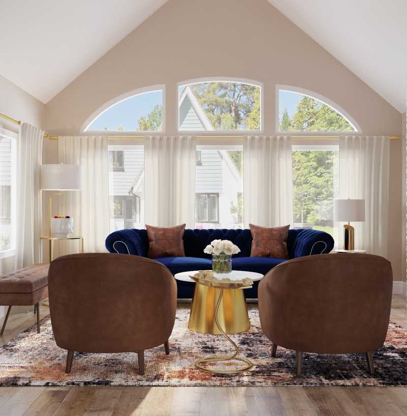 Modern, Eclectic, Glam, Vintage, Global, Midcentury Modern, Preppy Living Room Design by Havenly Interior Designer Julia