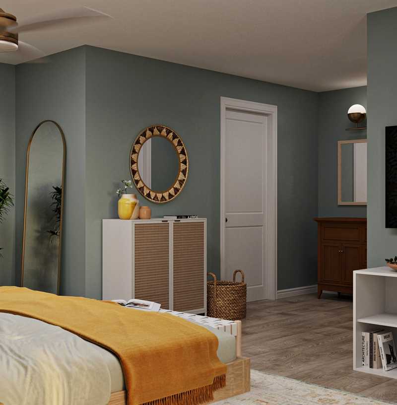 Eclectic, Bohemian, Vintage, Midcentury Modern Bedroom Design by Havenly Interior Designer Julia