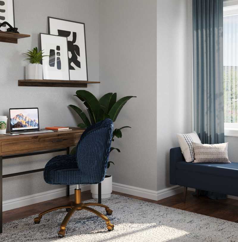 Bohemian, Farmhouse, Midcentury Modern Office Design by Havenly Interior Designer Briana