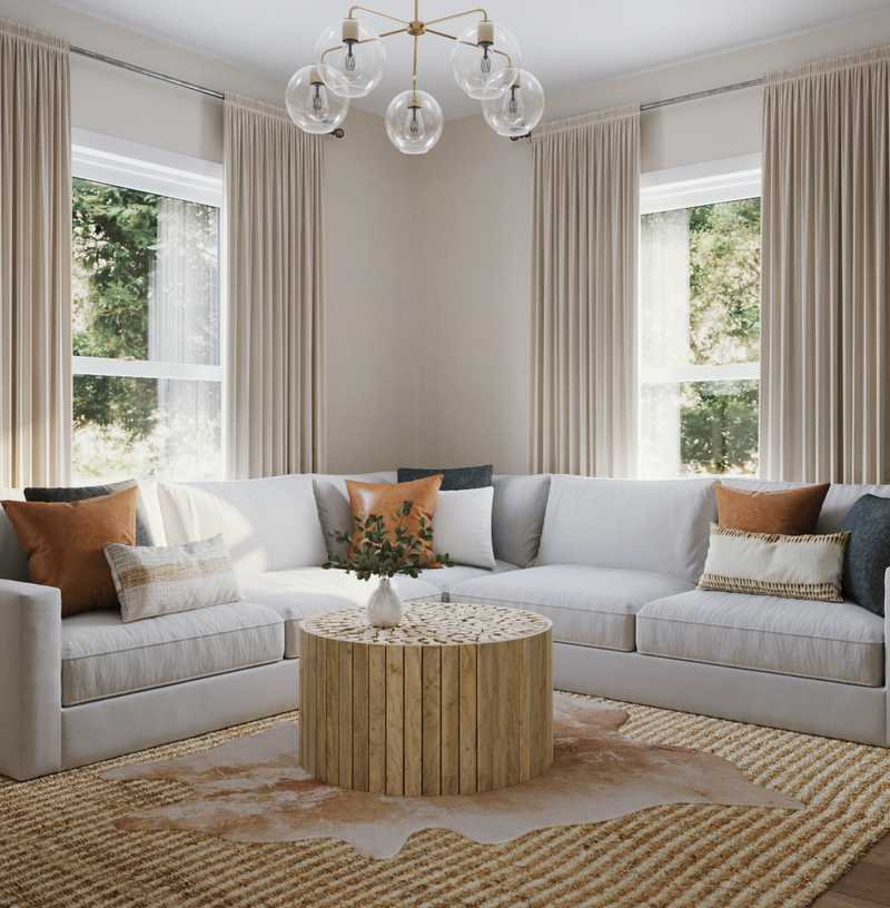 Modern, Farmhouse, Midcentury Modern Living Room Design by Havenly Interior Designer Lindsey