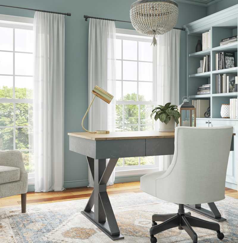 Farmhouse, Transitional Office Design by Havenly Interior Designer Elizabeth
