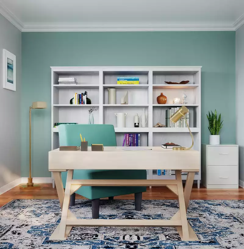 Coastal, Transitional Office Design by Havenly Interior Designer Kristin