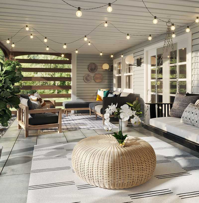Farmhouse, Midcentury Modern Outdoor Space Design by Havenly Interior Designer Carla