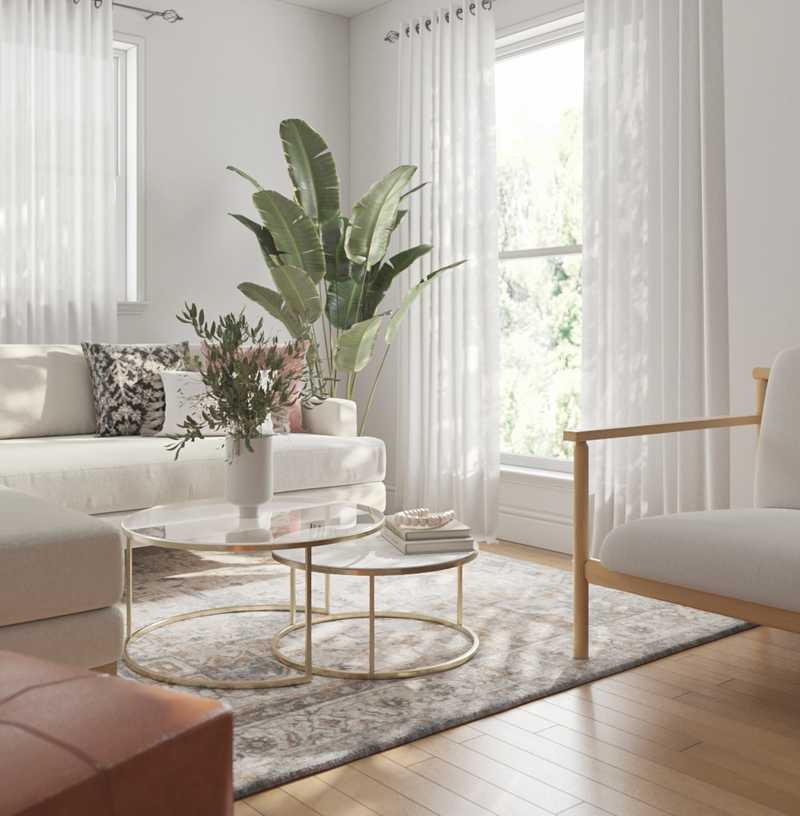 Classic, Bohemian, Coastal, Farmhouse, Transitional Living Room Design by Havenly Interior Designer Claire