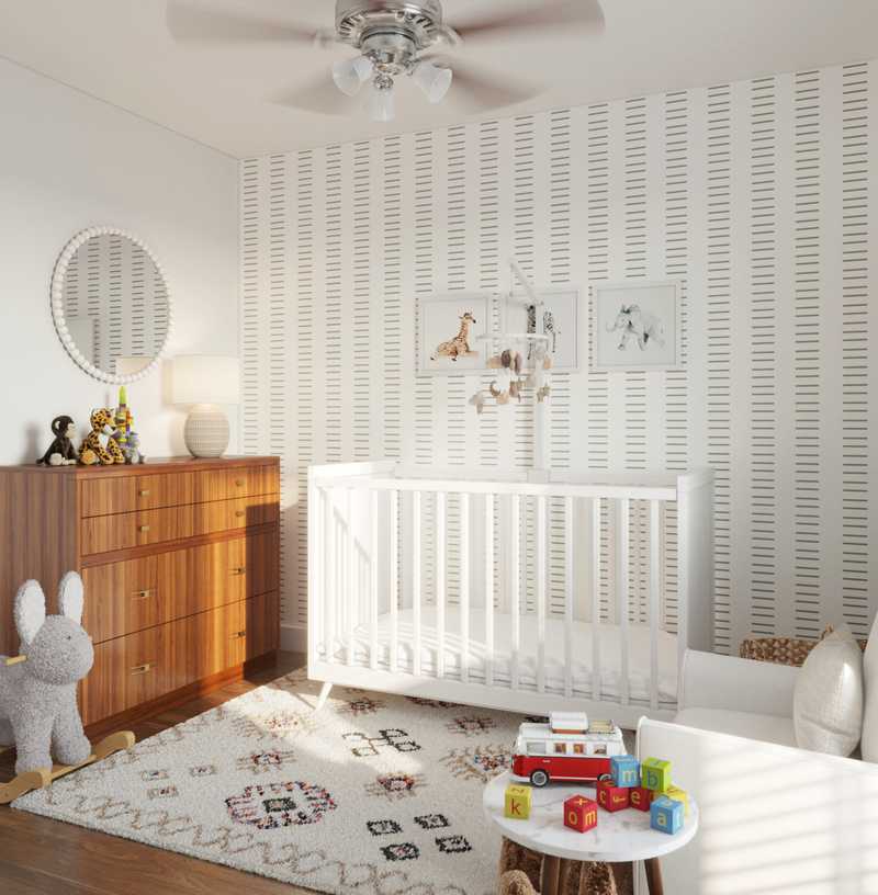 Bohemian, Midcentury Modern, Scandinavian Nursery Design by Havenly Interior Designer Carla