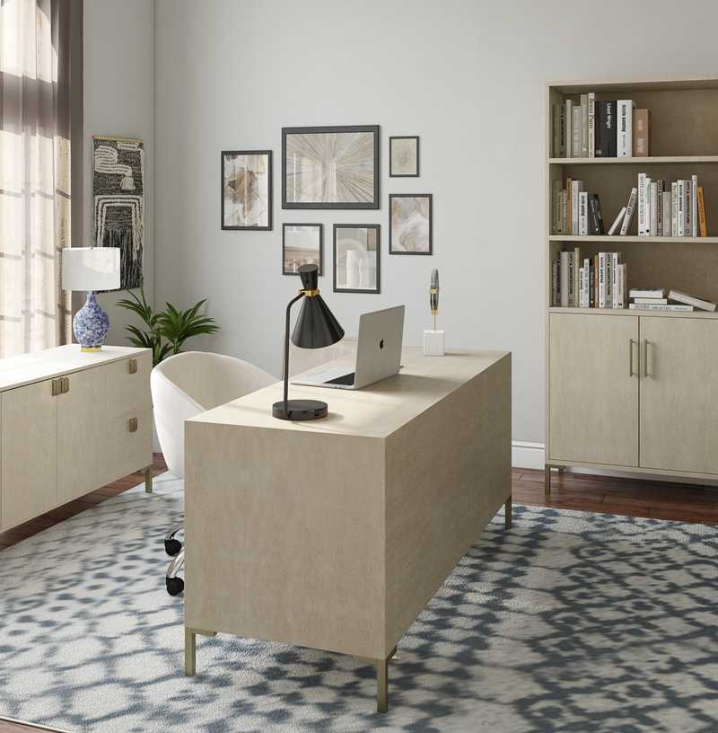 Bohemian, Midcentury Modern Office Design by Havenly Interior Designer Pamela