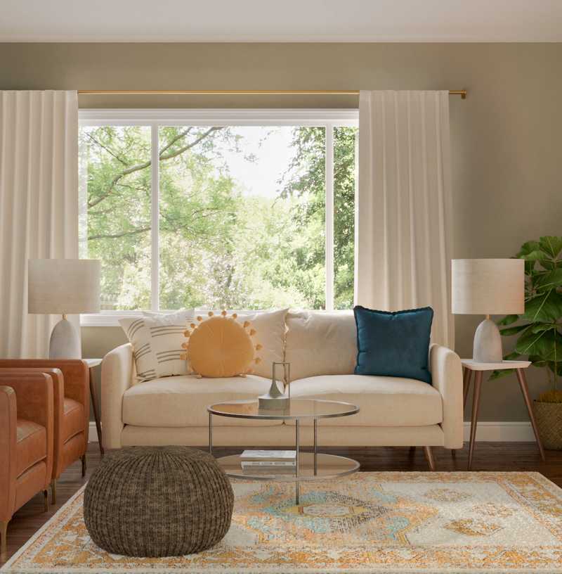 Bohemian, Midcentury Modern, Minimal Reading Room Design by Havenly Interior Designer Hayley