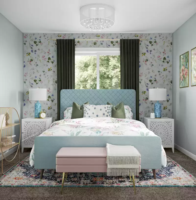 Classic, Glam, Traditional, Global, Preppy Bedroom Design by Havenly Interior Designer Hanna