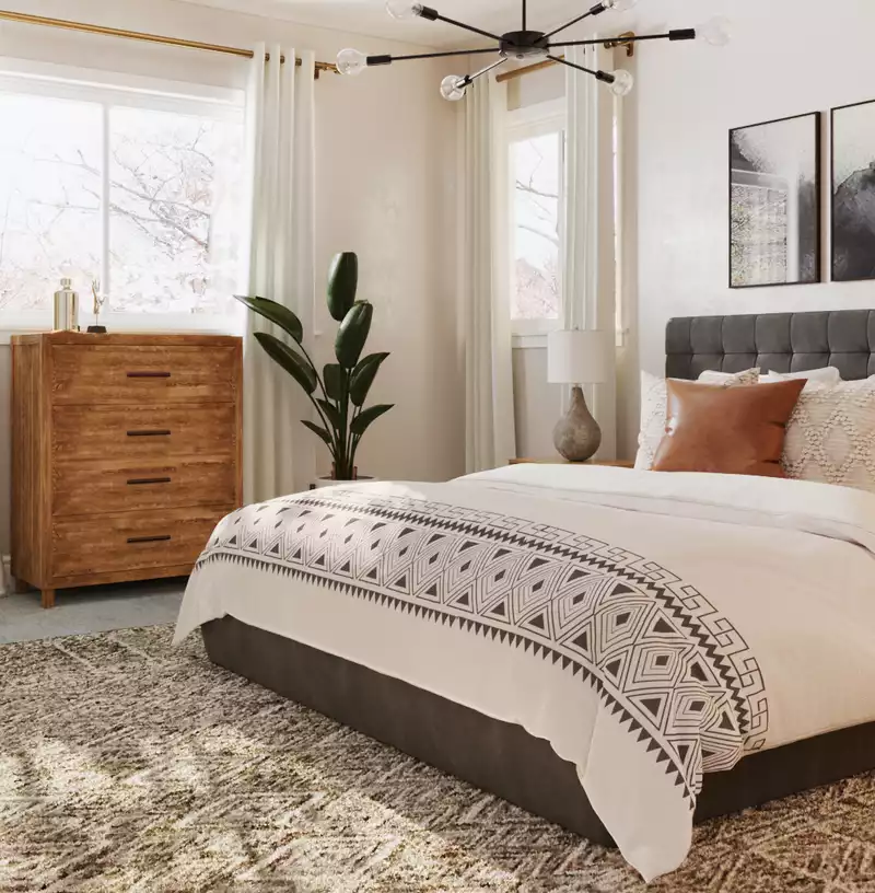 Transitional, Midcentury Modern Bedroom Design by Havenly Interior Designer Taylor