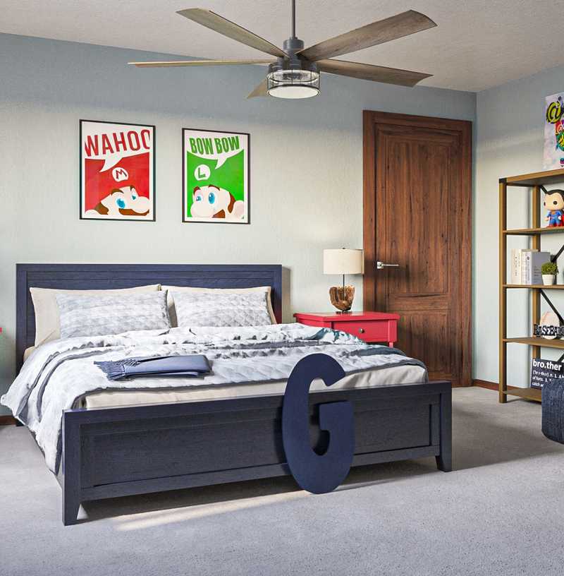 Industrial, Traditional, Farmhouse, Preppy Bedroom Design by Havenly Interior Designer Kitty