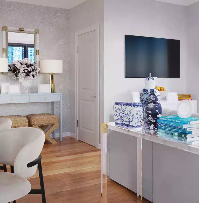 Coastal, Preppy Living Room Design by Havenly Interior Designer Sloane
