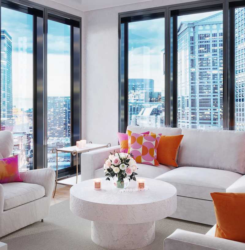 Coastal, Preppy Living Room Design by Havenly Interior Designer Sloane