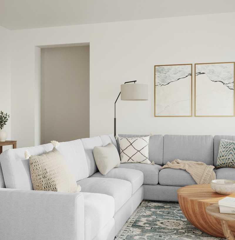 Transitional, Global, Preppy Living Room Design by Havenly Interior Designer Kristin