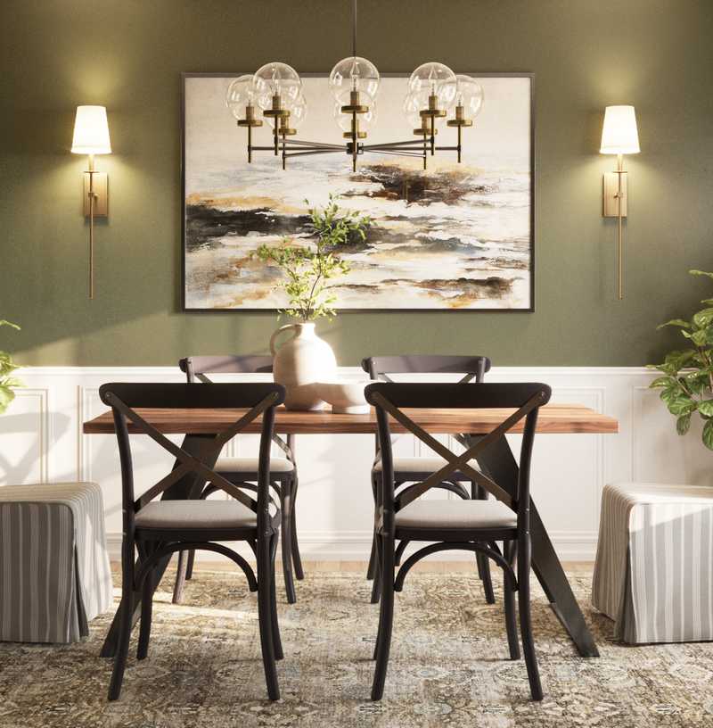Farmhouse, Rustic, Transitional Dining Room Design by Havenly Interior Designer Jennifer