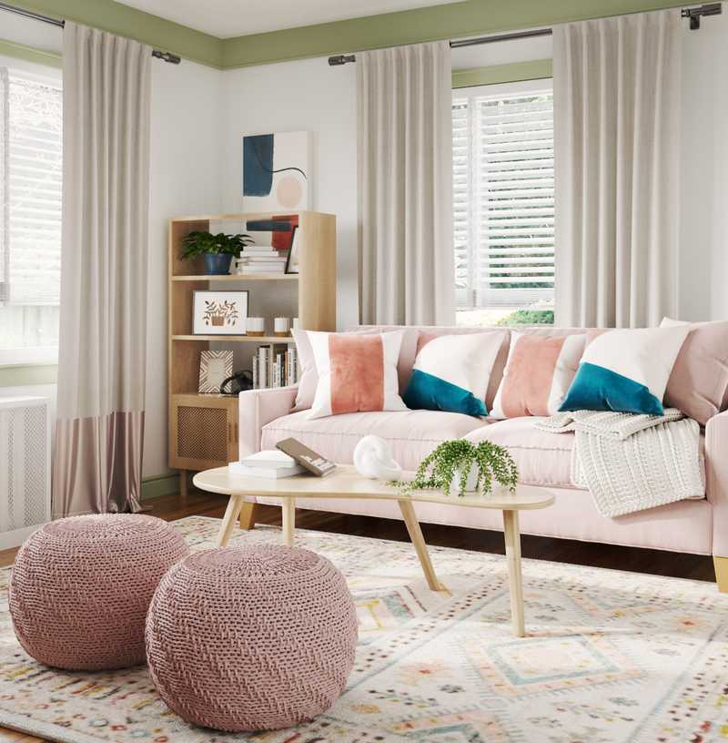 Bohemian, Midcentury Modern Living Room Design by Havenly Interior Designer Briana