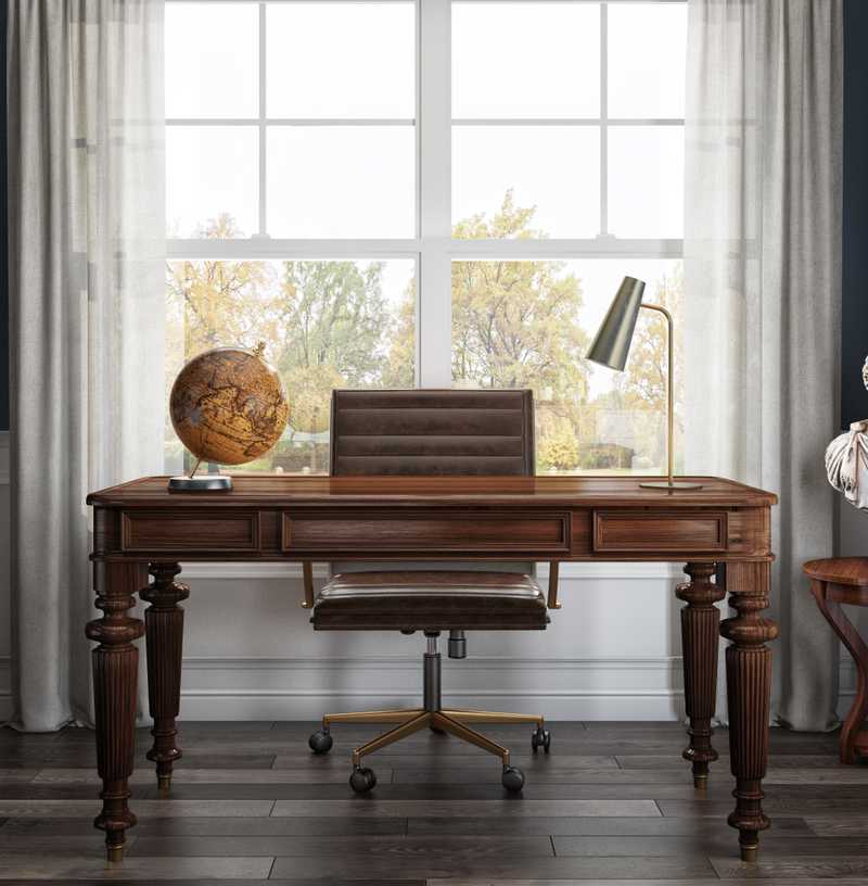 Classic, Traditional, Midcentury Modern Office Design by Havenly Interior Designer Camila