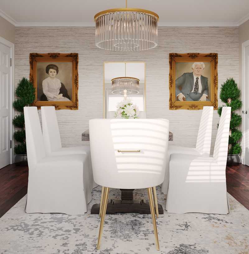 Glam, Traditional, Transitional Dining Room Design by Havenly Interior Designer Dalia