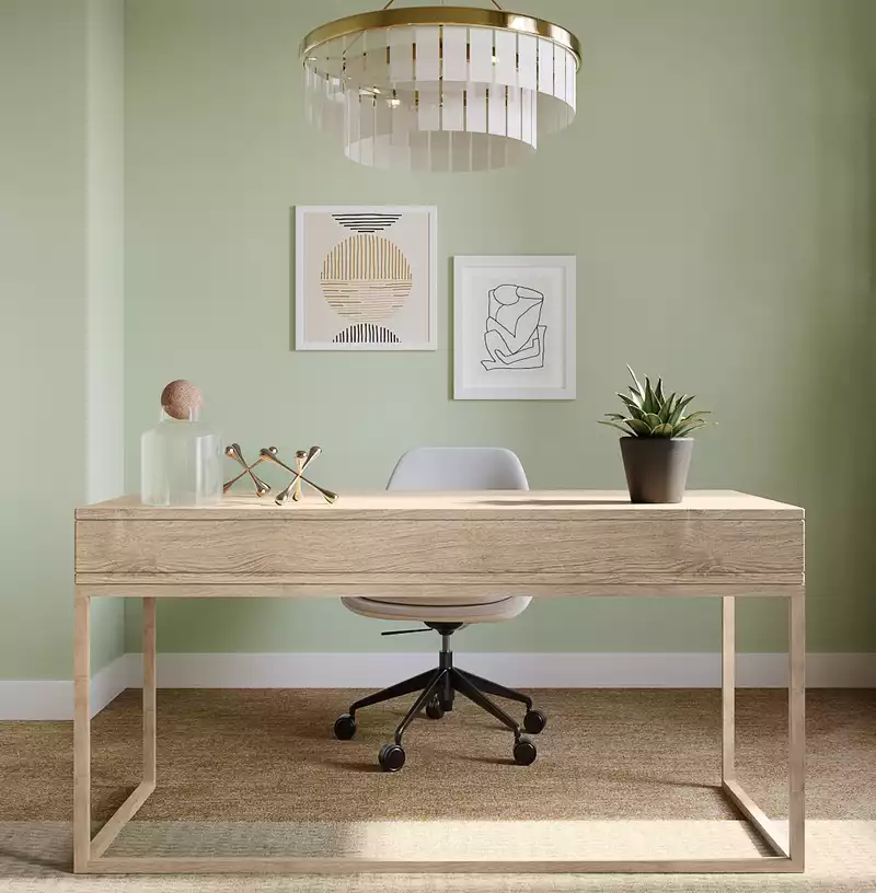 Bohemian, Farmhouse, Minimal Office Design by Havenly Interior Designer Ashley