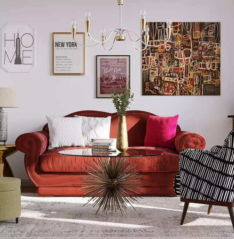 Modern, Eclectic Living Room Design by Havenly Interior Designer Joanna