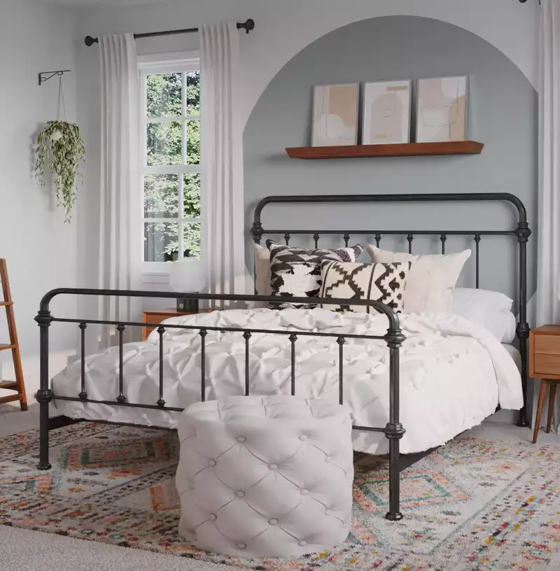 Bohemian, Midcentury Modern Bedroom Design by Havenly Interior Designer Luciano