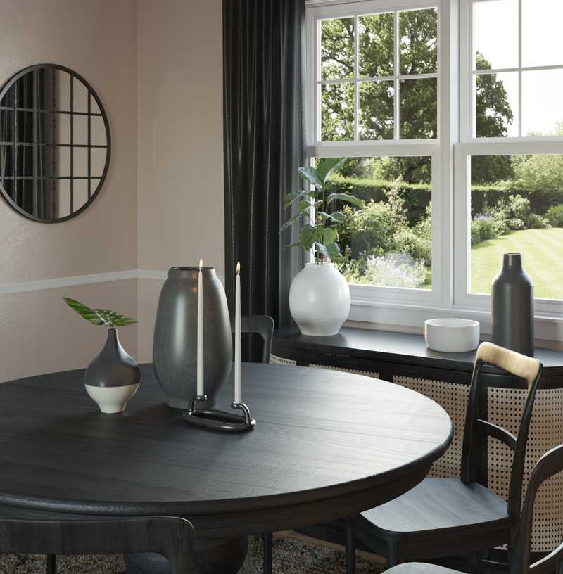 Bohemian, Transitional, Midcentury Modern Dining Room Design by Havenly Interior Designer Madison
