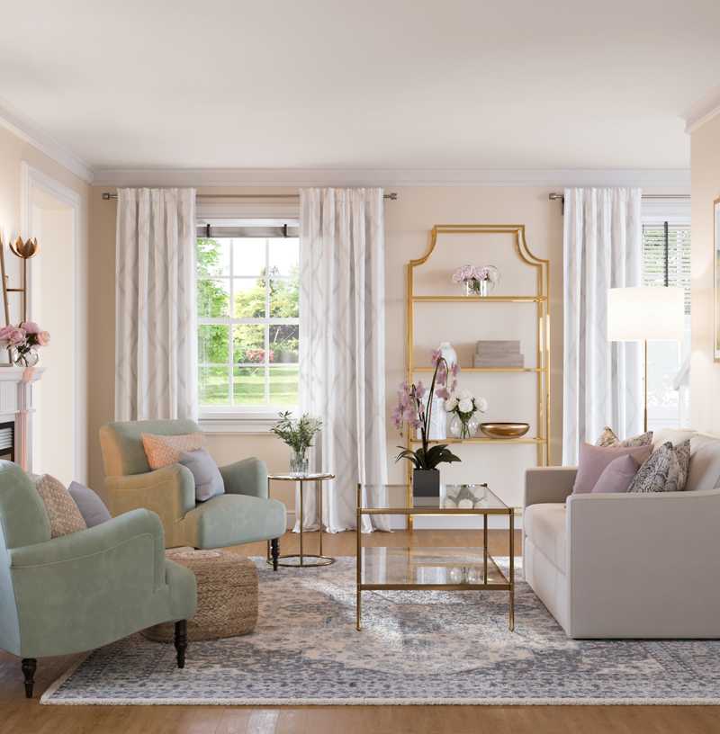 Preppy Living Room Design by Havenly Interior Designer Kayla