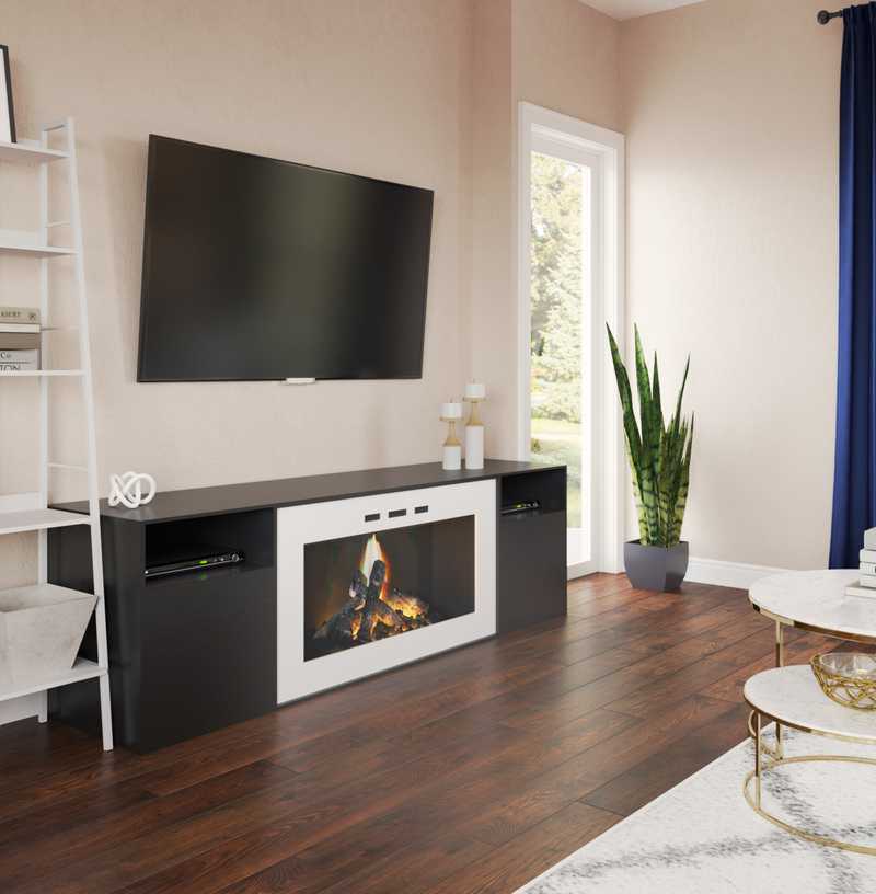 Glam, Midcentury Modern, Preppy Living Room Design by Havenly Interior Designer Isadora