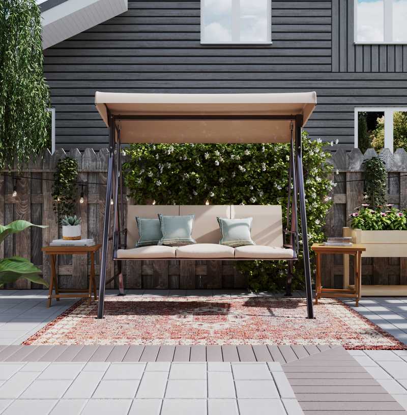 Bohemian, Midcentury Modern Outdoor Space Design by Havenly Interior Designer Luciana