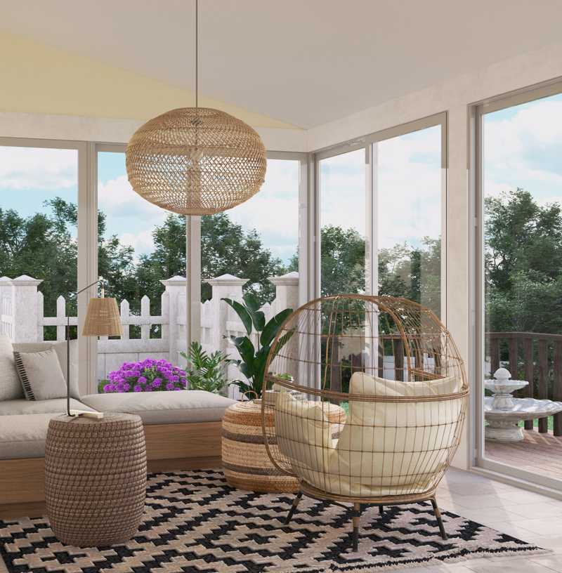 Bohemian, Farmhouse, Midcentury Modern Reading Room Design by Havenly Interior Designer Anahita