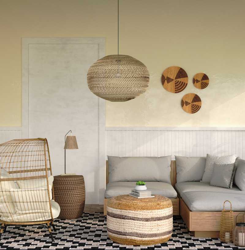 Bohemian, Farmhouse, Midcentury Modern Reading Room Design by Havenly Interior Designer Anahita