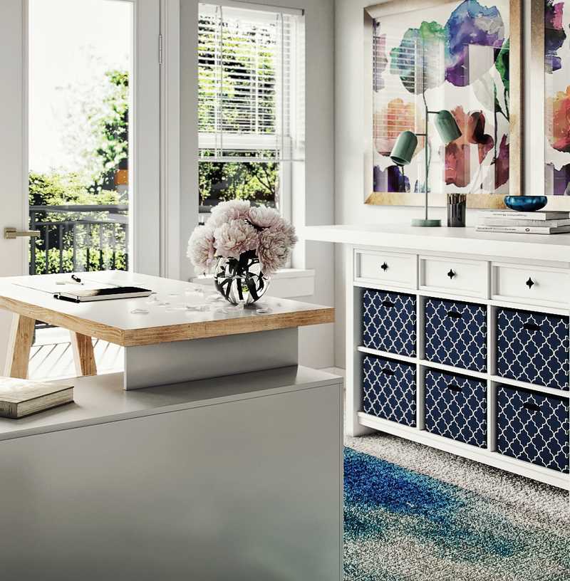 Modern, Eclectic, Glam, Midcentury Modern Office Design by Havenly Interior Designer Holly