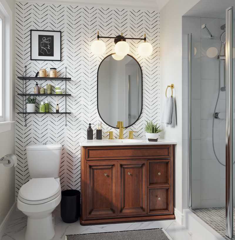 Bohemian, Farmhouse Bathroom Design by Havenly Interior Designer Ingrid