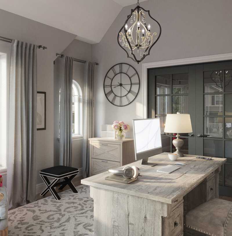Glam, Farmhouse, Rustic Office Design by Havenly Interior Designer Jonica