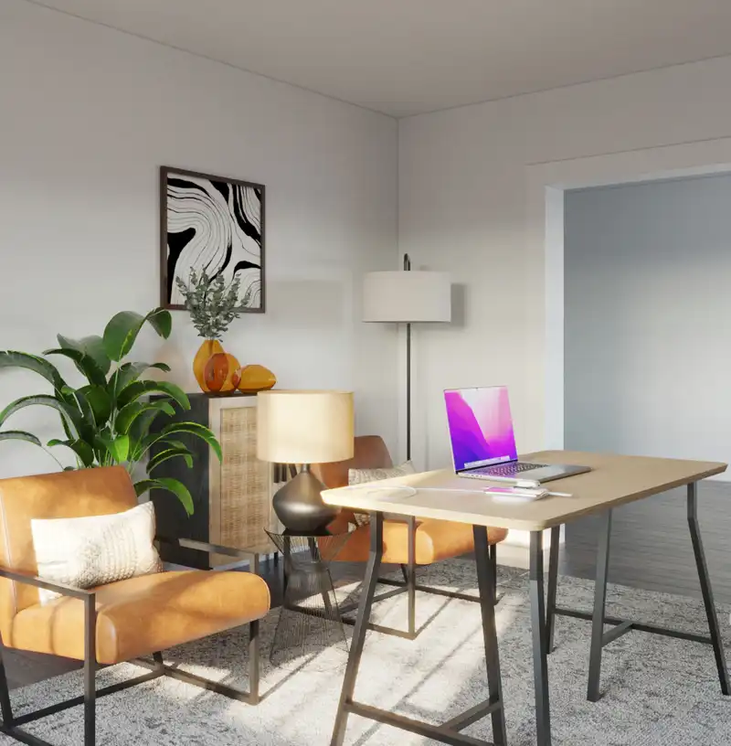 Eclectic, Global, Midcentury Modern Office Design by Havenly Interior Designer Loreto